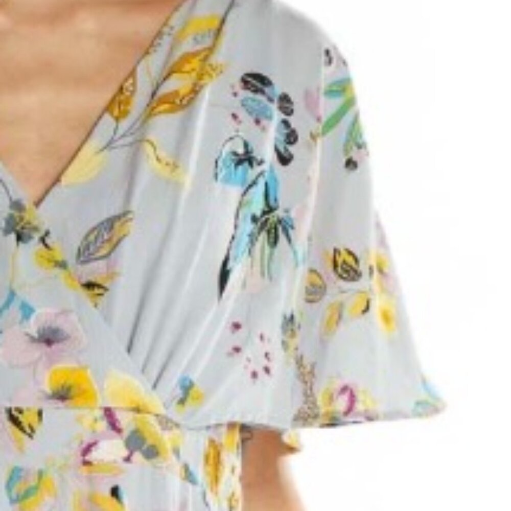 Slate & Willow Women's Floral Printed V-Neck Dolman Sleeve Tiered Ruffle Maxi-XS - Picture 3 of 12